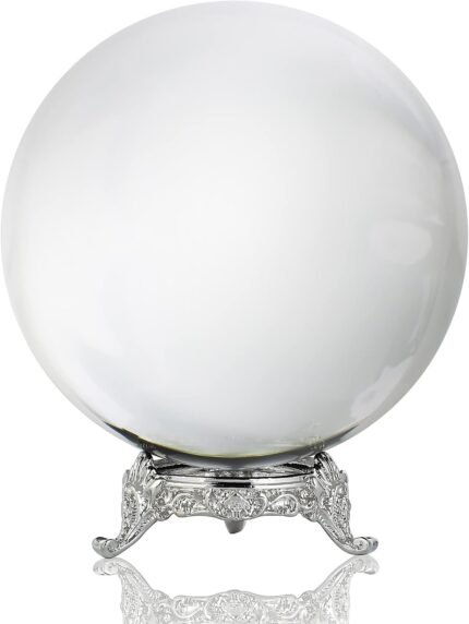 100mm/3.9inch Clear Crystal Ball with Metal Stand Fortune Teller Mystical