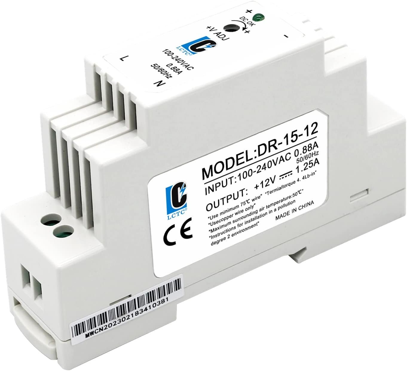 61JpC8hb4-L._AC_SL1500_ DC 12V 1A Din Rail Power Supply,120 vac to 12 vdc,Slim 15W 1.25A(max);Thin;(Input:100-240VAC,Output:12VDC,50/60HZ) (Volts_of_Direct_Current, 12)