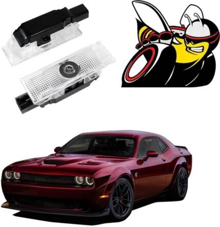2Pcs Car Door Lights Compatible with 2015-Present Challenger Scat Pack Personality Pattern LED Projector Courtesy Welcome Light
