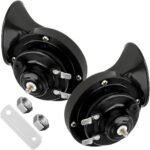 Yourkar 2 PCS Loud Car Horn, 12V Waterproof Snail Electric Horn, 300DB High Tone Horns Replaces for Cars, SUVs, Trucks, Motorcycles, Electric Cars, Universal Car Accessories (Black)