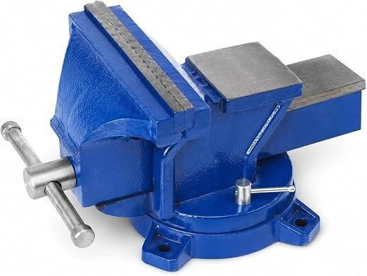 61bir7zy8-L._AC_SX522_ 5 Inch Bench Vice for Workbench, 125 mm Jaws, 360° Swivel Base with Anvil Bench Vise Powder-Coated Finish, Replaceable Serrated Jaw Plates, Two Base Locking Screws for Drilling Filing Assembly, Blue - Image 1