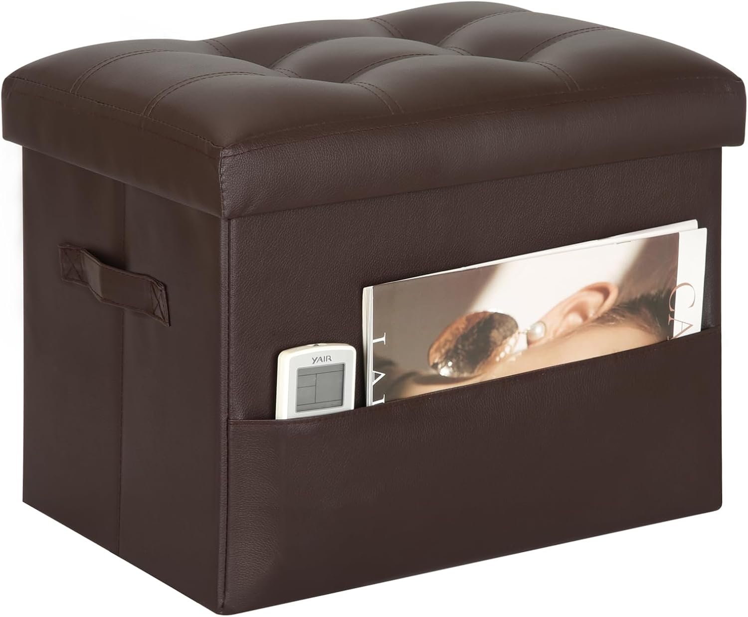 61hZjmtJBOL._AC_SL1500_ Ottoman with Storage, Folding Leather Foot Stools Ottoman for Dorm, Brown