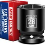 1/2" Drive 28mm Shallow Impact Socket, 6-Point Metric Socket for Automotive Maintaince, CR-V Steel Meets ANSI Standards