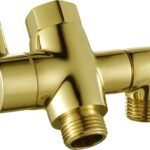 Brass Shower Diverter Valve for Handheld Shower Head and Fixed Spray Head G1/2 3 Way Universal Bathroom System Component Replacement Part, Polished Gold