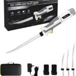 12V Cordless Electric Fillet Knife with 6", 8", 10" Razor-Sharp Blades, Non-Slip Grip Handle, Safety Lock, 2 Rechargeable Batteries, Quick Battery Charger & Carry Case for Fishing and Filleting