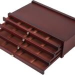 MEEDEN 4-Drawer Wood Artist Supply Storage Box, Portable Beechwood Multifunctional Pencil Brush Organizer Wood Box with Drawer&Compartments for Pastels, Pencils, Pens, Makeup Brushes(Mahogany Color)