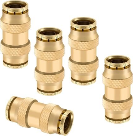 3/4" Straight Brass Union, DOT Approved Air Line Connector 5PCS