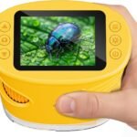 Kids Microscope 2.0" Screen 1000X Digital Microscope for Kids, Mini Pocket Handheld Microscopes for Children Birthday Festival Gift, Science Education Fun Toys for Boys Girls Ages 4-12 (Yellow)