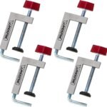 Milescraft 7209 Universal Fence Clamp 4-Pack - For Mitre Saws, Router Tables, Table Saws- Clamping Squares - 3/8" Rod - Rigid Aluminum Body - Woodworking Clamps