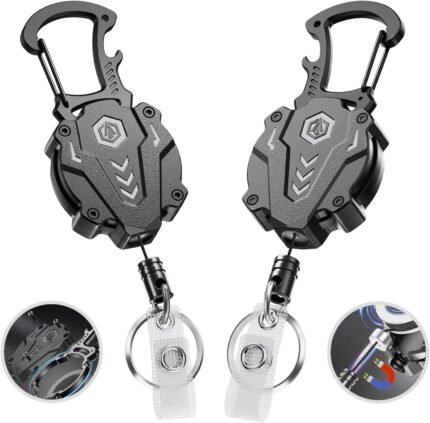 2Pack Heavy Duty Retractable Keychain, Unbreakable Construction