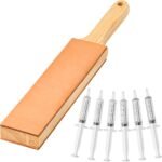Double Sided Diamond Leather Strop for Knife Sharpening with 6 Diamond Polishing Compounds - Cowhide Stropping Kit with Stropping Compounds, Knife Strop Block Stropping Leather