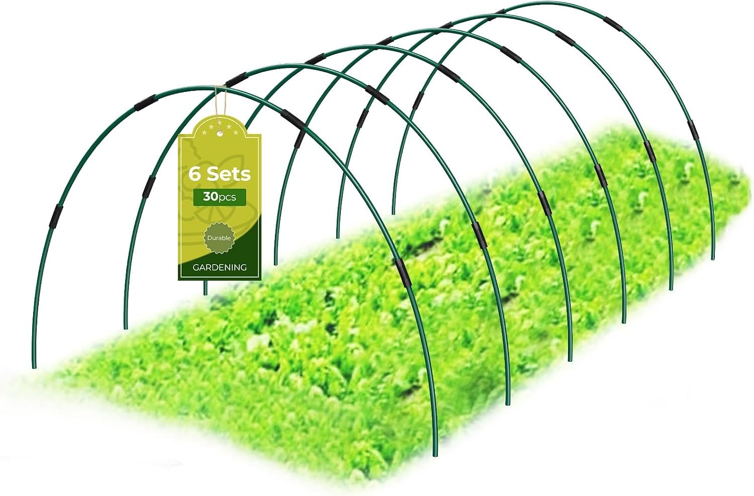 71Kk0VqI31L._AC_SL1500_ (1) 60 Pcs Garden Hoops for Raised Beds, 12 Sets of 8.5 FT Long Garden Hoops, Rust-Free Fiberglass Greenhouse Hoops Grow Tunnel for Netting, DIY Plant Support Garden Stakes for Row Cover