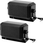 QWORK 5W External Communications Speaker - 2 Pack 8 Ohms with 3.5mm Plug, 6.23ft Cable for Ham Radio, CB, and Scanners, HF Transceivers- Black