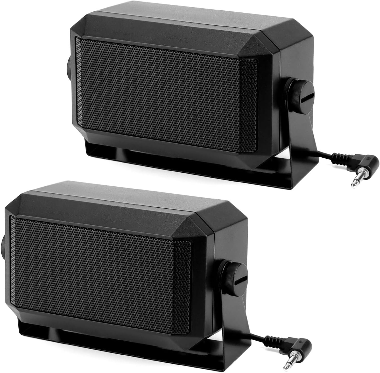 71NxPGxIcKL._AC_SL1500_ QWORK 5W External Communications Speaker - 2 Pack 8 Ohms with 3.5mm Plug, 6.23ft Cable for Ham Radio, CB, and Scanners, HF Transceivers- Black