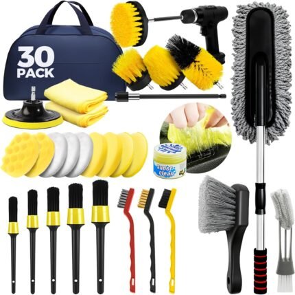 30Pcs Car Detailing Kit for Interior, Exterior and Wheel Cleaning