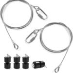 2Pcs Lift Cable Compatible with Gorilla Lift Trailer Gate Assist with EZ Spring Clips, with 4Pcs Black Aluminum Alloy Rollers Pins Washers，Fit for Open Utility Trailer Tailgate Ramp Lift Assist Kit