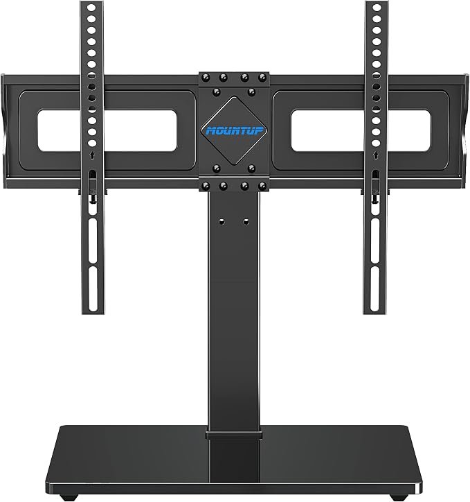 71UGenh1LGL._AC_SX679_ MOUNTUP Universal TV Stand, Table Top TV Stands for 37 to 65, 70 Inch Flat Screen TVs - Height Adjustable, Tilt, Swivel TV Mount with Tempered Glass Base Holds up to 40kg, Max VESA 600x400mm MU0031 - Image 1