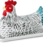 Ceramic Chicken Butter Dish with Lid for Kitchen Counter hen butter holder