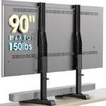 AX WABER Universal Table Top TV Stand Base Replacement for Most 37 to 90 Inch LCD LED TVs, 7 Height Adjustable TV Legs with Cable Management Hold up to 150lbs, Max VESA 800x600mm, Black AX10TB01