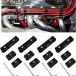 4PCS Car Engine Spark Plug Wire Separator Divider Set, Aluminum Alloy Spark Plug Wires Holder, Plugs Wire Divider Looms Organizer Clamp Kit for 8mm 9mm 10mm, Car Accessories (Black)