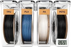 71e1aq11ltL._AC_SX300_SY300_QL70_ML2_ Filament Storage Box 3D Printer Filament Storage Box 4 Pack Filament Vacuum PLA Airtight PLA Storage for Sealing+8 Desiccants+1 Hygrometer +Label +Marker Pen, 4.0L Dry Box for 3D Filament - Image 1