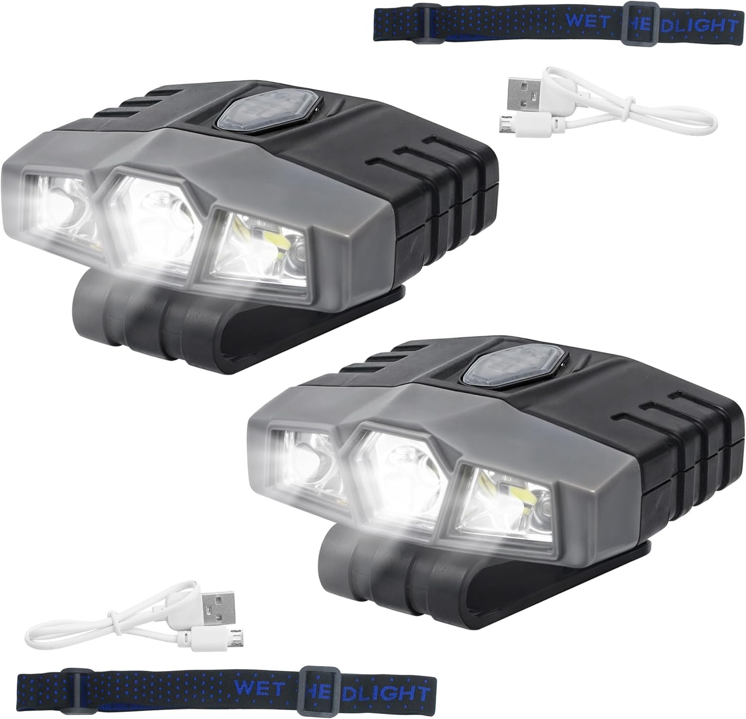 71hMgXvdy1L._AC_SL1500_ 2Pcs Hat Lights Clip On Rechargeable Brim Light, Ultra Bright Micro Mini LED Cap Headlamp 150 Lumens Spotlight, Waterproof Hands Free Portable Flashlight for Baseball Cap, Running, Fishing, Camping