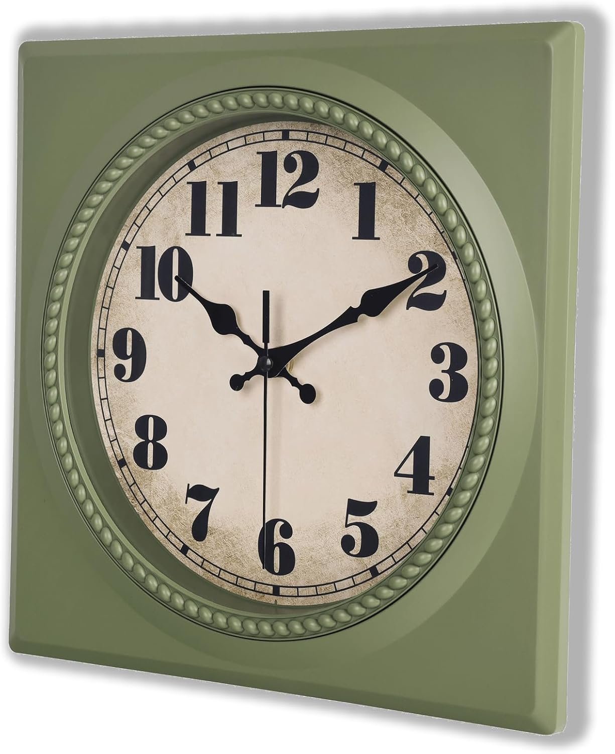 71iikxKLveL._AC_SL1500_ Vintage Wall Clock 1950s Style - Retro 50's Mid Century Square Wall Clocks Battery Operated for Kitchen Living Room Home Decor - 12 Inch, Olive Green