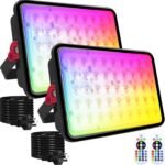 2 Pack 100W RGB Flood Light, RGB Color Changing Floodlight, Smart RGB Floodlight with Remote, for Stage Lighting, Birthday Parties, Posters, Discos, KTV, Parties, Clubs, Weddings