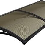 1m x 2m Brown Window Canopy Awning, Window Door Awning for Rain, Heavy Duty Window Awnings Sun Shade, Durable Door Awnings Rain Shelter, Reinforced Window Canopy with Black Bracket Outdoor