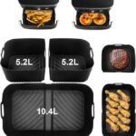 Silicone Air Fryer Liners for Ninja AF500ANZ,For Ninja XXXL Flexi Drawer Liners,3-in-1 Reusable,Easy Clean,Heat-Resistant,Black【1x 10.4L and 2x5.2L】