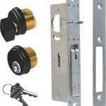 Commercial Mortise Door Lock with Thumbturn, 1-1/8" Backset Storefront Door Deadbolt Lock, Solid Brass Cylinder, Direct Replacement for Aluminum Narrow Stile Doors (Black)