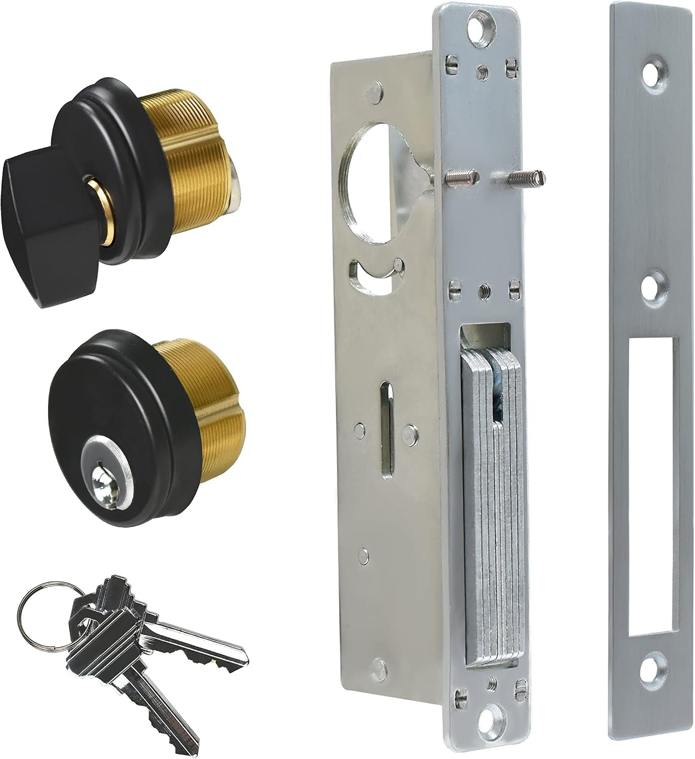 71wCWVvhGpL._AC_SL1500_ Commercial Mortise Door Lock with Thumbturn, 1-1/8" Backset Storefront Door Deadbolt Lock, Solid Brass Cylinder, Direct Replacement for Aluminum Narrow Stile Doors (Black)