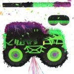 Truck Piñata - Monster Truck Piñata Bundle with Blindfold and Bat for Piñata Theme Party Decoration Supplies Cool Car Piñata for Birthday Party Carnival Celebration Game (Truck Car)