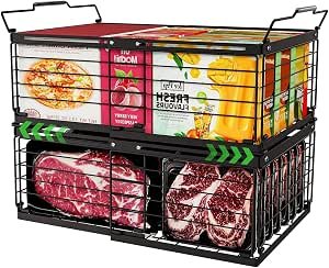 71y81Of3MCL._AC_SY300_SX300_QL70_ML2_ Blissify 2 Pack Expandable Freezer Basket, Stackable Large Freezer Organiser, Deep Chest Freezer Organizer Bins with Handles for Sorting Frozen Meats and Food - Image 1