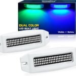 UCINNOVATE 2X 6.9 Marine LED Boat Lights, Dual Color Waterproof Transom & Underwater Lights for Yachts, Boats, Sailboats, Pontoons, Stern & Deck (Blue/Green, 12-36V, IP68)