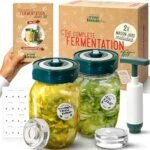 Fermentation Kit - 2 x 1L Fermenting Jars, Waterless Airlock Lids & Pump