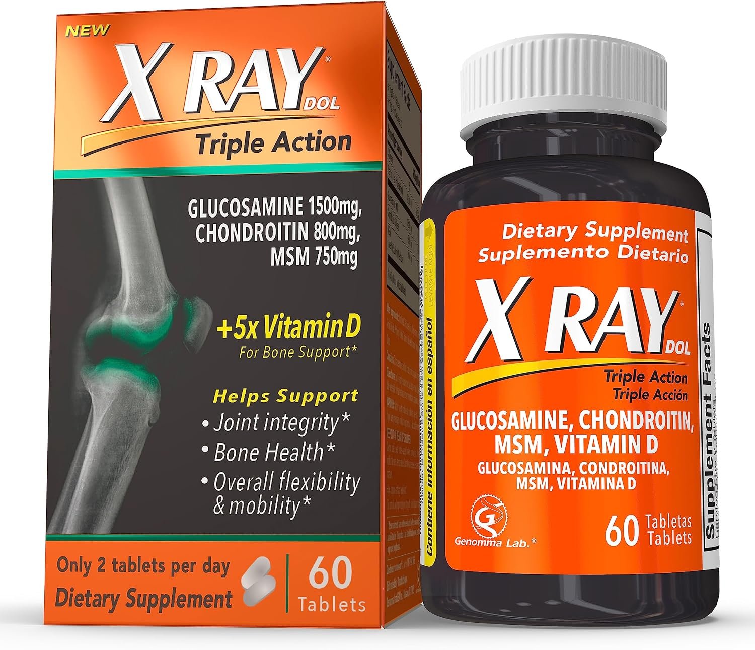 81IBxj77KML._AC_SL1500_ X Ray Dol Triple Action Joint Support Supplement, 60 Count, 1 Pack