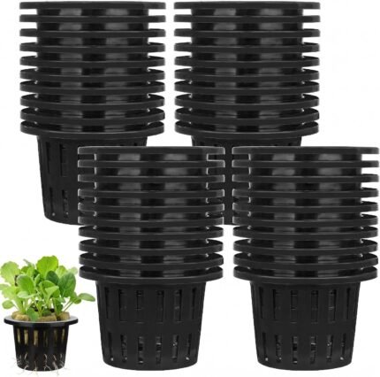 40 Pack 4 Inch Net Pots, Garden Slotted Mesh Net Cups, Plastic Orchids Pot Plant Nursery Basket with Wide Lip for Hydroponics