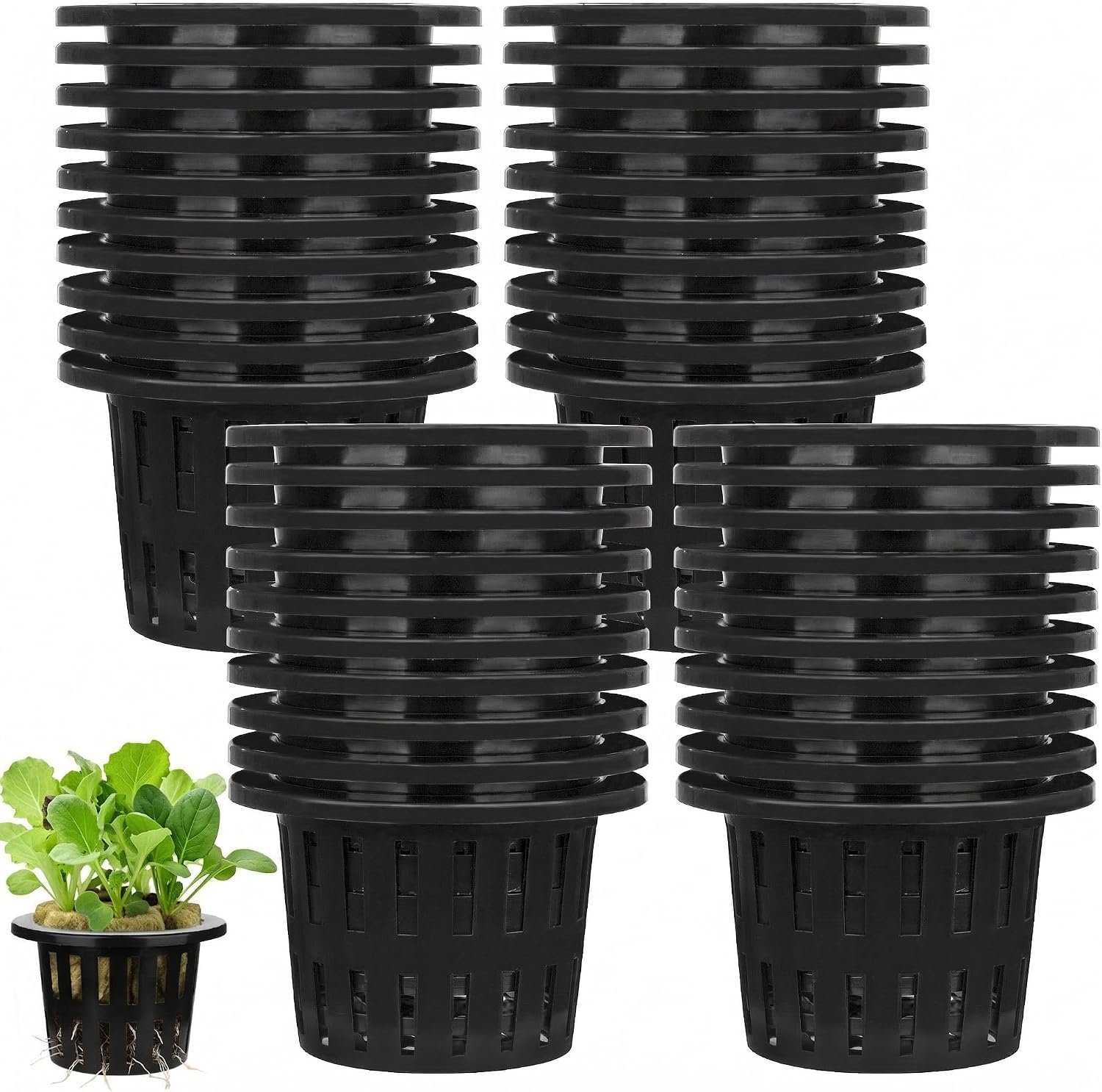 81d15HJKZAL._AC_SL1500_ 40 Pack 4 Inch Net Pots, Garden Slotted Mesh Net Cups, Plastic Orchids Pot Plant Nursery Basket with Wide Lip for Hydroponics