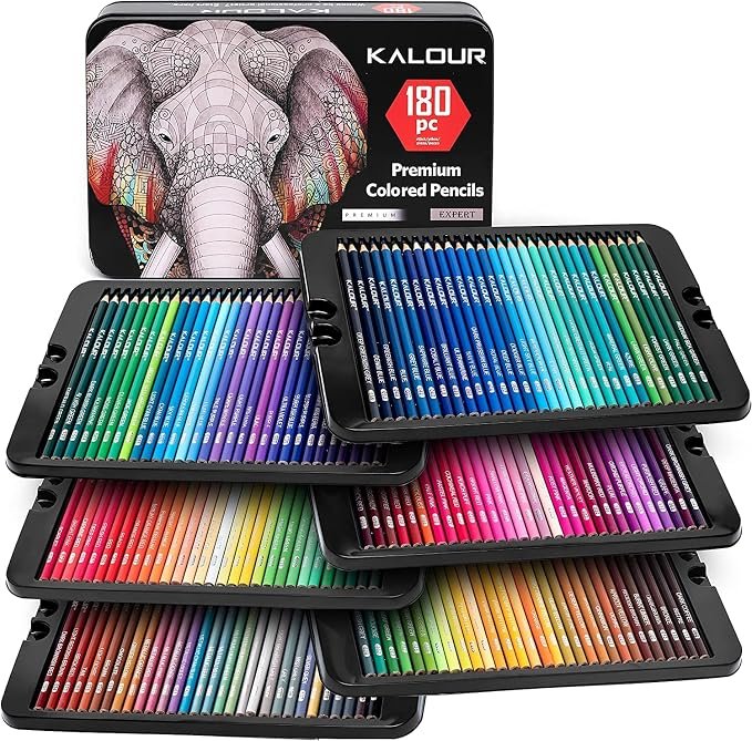 81rZQQjs8uL._AC_SX679_ 180 Coloured Pencils, Professional Drawing Set, Numbered, Soft Core Colouring Pencils for Adults Shading, Coloring, Blending and Layering - Image 1