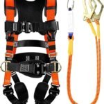 Safety Harness Fall Protection Kit - Full Body Harness Kit, Climbing Harness with Lanyard and 4 Quick Buckles, for Fit Construction, Roofing Caving, Rescuing, Rock Climbing