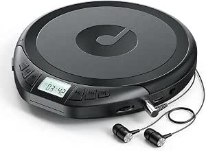 scsfg H-01 Portable CD Player with Earphones, Personal CD Discman Player for Home Car with Anti-Skip Shockproof Protection, Small CD Player with LCD Display for Music Lovers,Black - Image 1